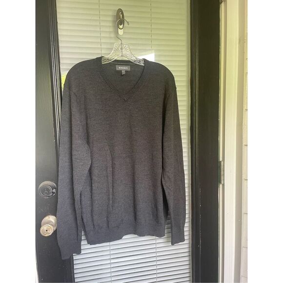 Bonobos Men V Neck Pullover Sweater 100% Extra Fine Merino Wool L Gray - Picture 5 of 9